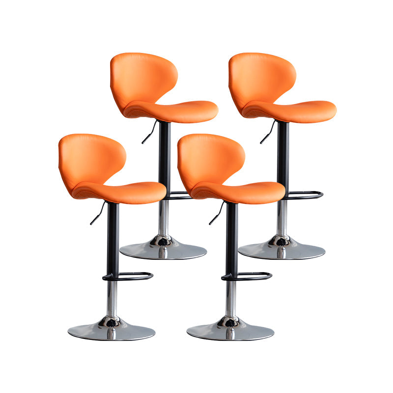 Scandinavian Matte Finish Adjustable Height Swivel Bar Stool Leather Home Stool Orange Iron 4 Piece Set Clearhalo 'Bar Furniture' 'Bar Stools' 'bar_stools' 'furn' 'furn_bar_stools' 'Furniture' 'furniture_bar_stools' 'Kitchen & Dining Furniture' 4850682