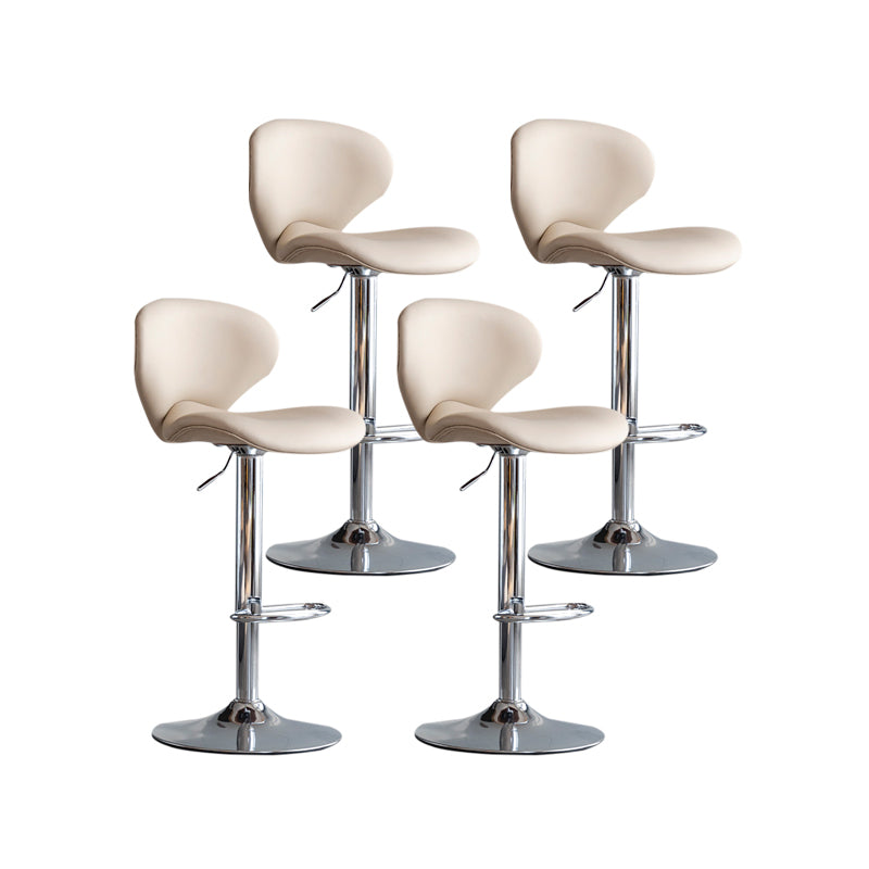 Scandinavian Matte Finish Adjustable Height Swivel Bar Stool Leather Home Stool Off-White Silver 4 Piece Set Clearhalo 'Bar Furniture' 'Bar Stools' 'bar_stools' 'furn' 'furn_bar_stools' 'Furniture' 'furniture_bar_stools' 'Kitchen & Dining Furniture' 4850684