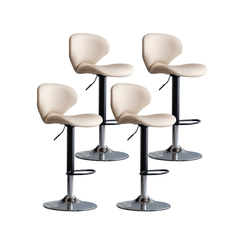 Scandinavian Matte Finish Adjustable Height Swivel Bar Stool Leather Home Stool Off-White Iron 4 Piece Set Clearhalo 'Bar Furniture' 'Bar Stools' 'bar_stools' 'furn' 'furn_bar_stools' 'Furniture' 'furniture_bar_stools' 'Kitchen & Dining Furniture' 4850685