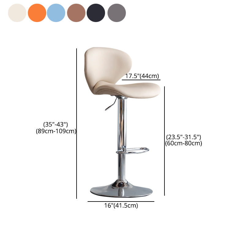 Scandinavian Matte Finish Adjustable Height Swivel Bar Stool Leather Home Stool Clearhalo 'Bar Furniture' 'Bar Stools' 'bar_stools' 'furn' 'furn_bar_stools' 'Furniture' 'furniture_bar_stools' 'Kitchen & Dining Furniture' 4850686