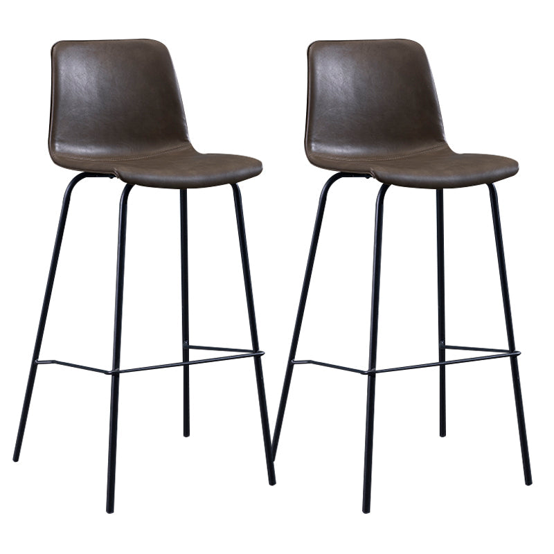 Contemporary Style Bar-stool Leather Counter Bar Stool for Kitchen Bar with Metal Legs Coffee 2 Piece Set Clearhalo 'Bar Furniture' 'Bar Stools' 'bar_stools' 'furn' 'furn_bar_stools' 'Furniture' 'furniture_bar_stools' 'Kitchen & Dining Furniture' 4850692