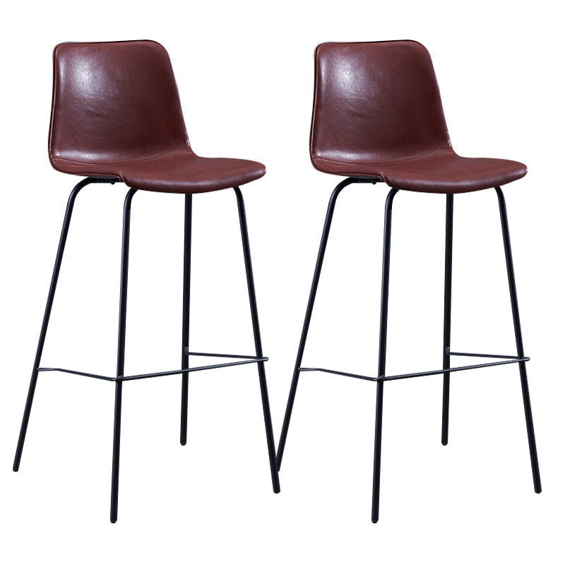 Contemporary Style Bar-stool Leather Counter Bar Stool for Kitchen Bar with Metal Legs Burgundy 2 Piece Set Clearhalo 'Bar Furniture' 'Bar Stools' 'bar_stools' 'furn' 'furn_bar_stools' 'Furniture' 'furniture_bar_stools' 'Kitchen & Dining Furniture' 4850694