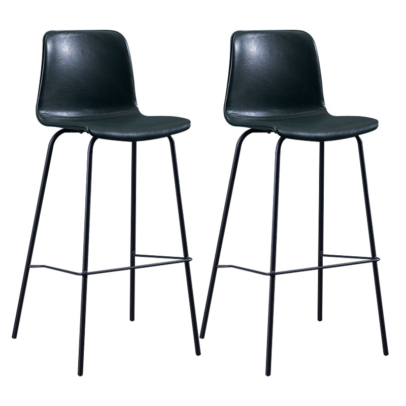 Contemporary Style Bar-stool Leather Counter Bar Stool for Kitchen Bar with Metal Legs Blackish Green 2 Piece Set Clearhalo 'Bar Furniture' 'Bar Stools' 'bar_stools' 'furn' 'furn_bar_stools' 'Furniture' 'furniture_bar_stools' 'Kitchen & Dining Furniture' 4850697