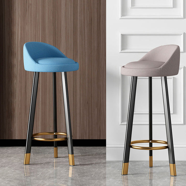 Low Back Footrest Upholstered Home Stool Glam 27-inch Matte Finish Barstool Clearhalo 'Bar Furniture' 'Bar Stools' 'bar_stools' 'furn' 'furn_bar_stools' 'Furniture' 'furniture_bar_stools' 'Kitchen & Dining Furniture' 4850708