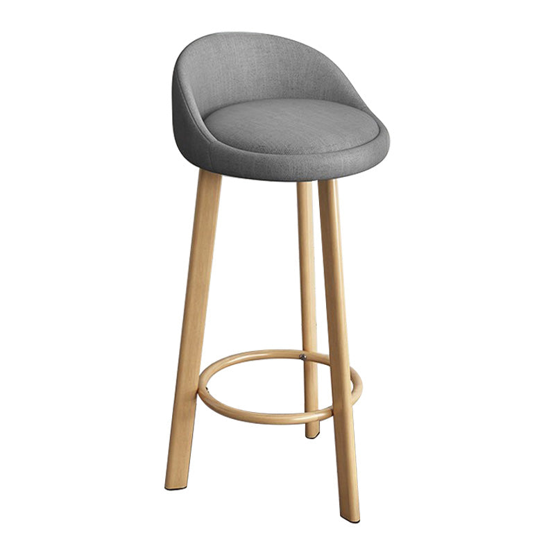 Low Back Footrest Upholstered Home Stool Glam 27-inch Matte Finish Barstool Grey Natural 1 Piece Clearhalo 'Bar Furniture' 'Bar Stools' 'bar_stools' 'furn' 'furn_bar_stools' 'Furniture' 'furniture_bar_stools' 'Kitchen & Dining Furniture' 4850709