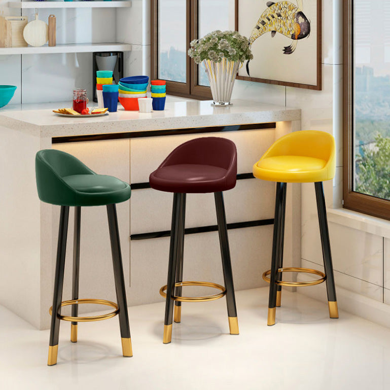 Low Back Footrest Upholstered Home Stool Glam 27-inch Matte Finish Barstool Clearhalo 'Bar Furniture' 'Bar Stools' 'bar_stools' 'furn' 'furn_bar_stools' 'Furniture' 'furniture_bar_stools' 'Kitchen & Dining Furniture' 4850710