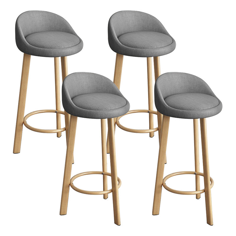 Low Back Footrest Upholstered Home Stool Glam 27-inch Matte Finish Barstool Grey Natural 4 Piece Set Clearhalo 'Bar Furniture' 'Bar Stools' 'bar_stools' 'furn' 'furn_bar_stools' 'Furniture' 'furniture_bar_stools' 'Kitchen & Dining Furniture' 4850712
