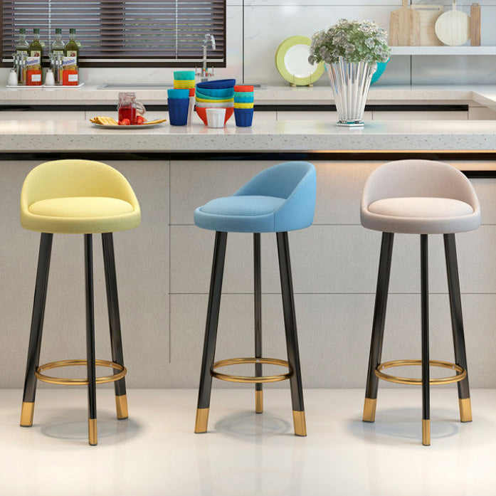 Low Back Footrest Upholstered Home Stool Glam 27-inch Matte Finish Barstool Clearhalo 'Bar Furniture' 'Bar Stools' 'bar_stools' 'furn' 'furn_bar_stools' 'Furniture' 'furniture_bar_stools' 'Kitchen & Dining Furniture' 4850713