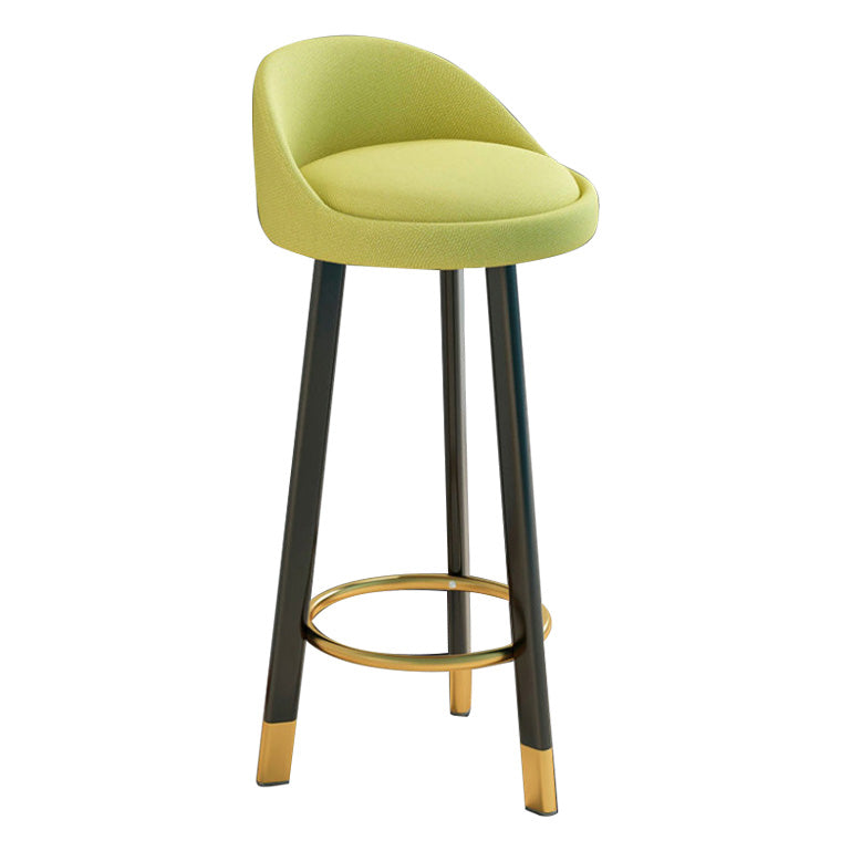 Low Back Footrest Upholstered Home Stool Glam 27-inch Matte Finish Barstool Green Black 1 Piece Clearhalo 'Bar Furniture' 'Bar Stools' 'bar_stools' 'furn' 'furn_bar_stools' 'Furniture' 'furniture_bar_stools' 'Kitchen & Dining Furniture' 4850714