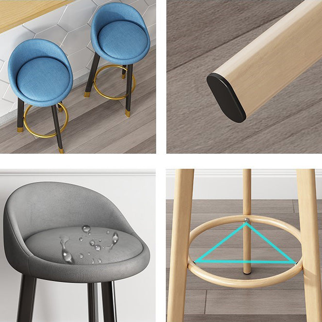 Low Back Footrest Upholstered Home Stool Glam 27-inch Matte Finish Barstool Clearhalo 'Bar Furniture' 'Bar Stools' 'bar_stools' 'furn' 'furn_bar_stools' 'Furniture' 'furniture_bar_stools' 'Kitchen & Dining Furniture' 4850720