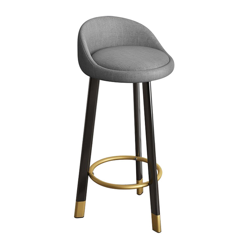 Low Back Footrest Upholstered Home Stool Glam 27-inch Matte Finish Barstool Grey Black 1 Piece Clearhalo 'Bar Furniture' 'Bar Stools' 'bar_stools' 'furn' 'furn_bar_stools' 'Furniture' 'furniture_bar_stools' 'Kitchen & Dining Furniture' 4850721