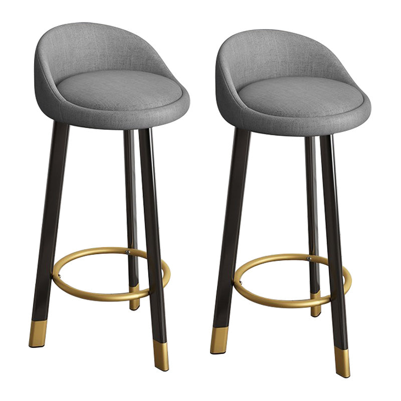 Low Back Footrest Upholstered Home Stool Glam 27-inch Matte Finish Barstool Grey Black 2 Piece Set Clearhalo 'Bar Furniture' 'Bar Stools' 'bar_stools' 'furn' 'furn_bar_stools' 'Furniture' 'furniture_bar_stools' 'Kitchen & Dining Furniture' 4850723