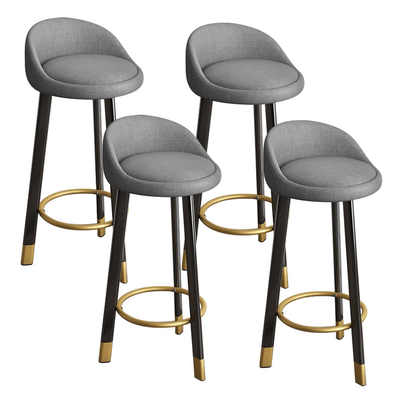 Low Back Footrest Upholstered Home Stool Glam 27-inch Matte Finish Barstool Grey Black 4 Piece Set Clearhalo 'Bar Furniture' 'Bar Stools' 'bar_stools' 'furn' 'furn_bar_stools' 'Furniture' 'furniture_bar_stools' 'Kitchen & Dining Furniture' 4850724