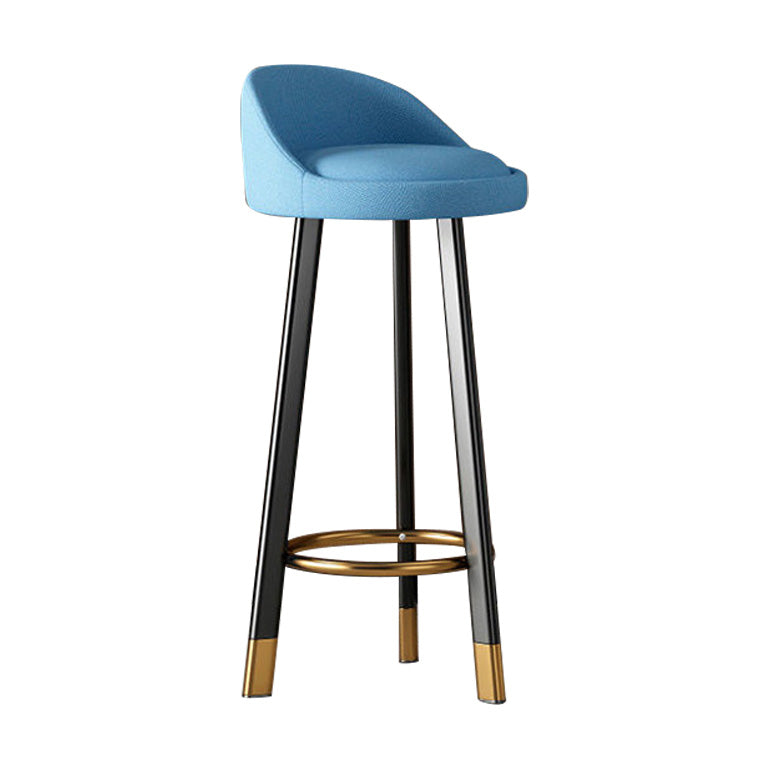 Low Back Footrest Upholstered Home Stool Glam 27-inch Matte Finish Barstool Blue Black 1 Piece Clearhalo 'Bar Furniture' 'Bar Stools' 'bar_stools' 'furn' 'furn_bar_stools' 'Furniture' 'furniture_bar_stools' 'Kitchen & Dining Furniture' 4850726
