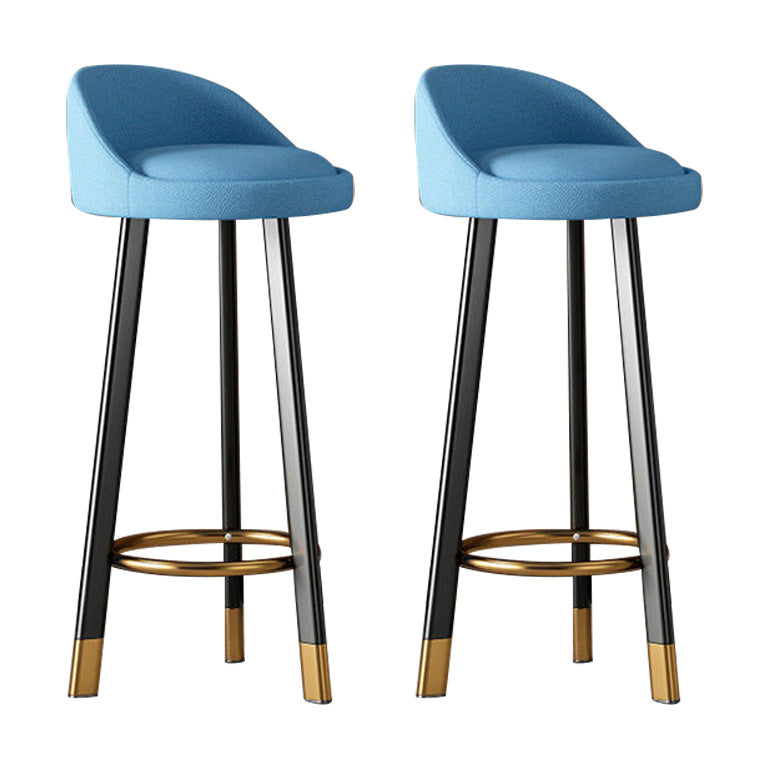 Low Back Footrest Upholstered Home Stool Glam 27-inch Matte Finish Barstool Blue Black 2 Piece Set Clearhalo 'Bar Furniture' 'Bar Stools' 'bar_stools' 'furn' 'furn_bar_stools' 'Furniture' 'furniture_bar_stools' 'Kitchen & Dining Furniture' 4850727