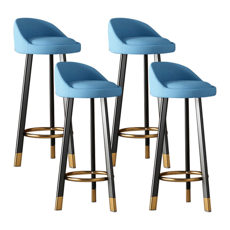 Low Back Footrest Upholstered Home Stool Glam 27-inch Matte Finish Barstool Blue Black 4 Piece Set Clearhalo 'Bar Furniture' 'Bar Stools' 'bar_stools' 'furn' 'furn_bar_stools' 'Furniture' 'furniture_bar_stools' 'Kitchen & Dining Furniture' 4850728