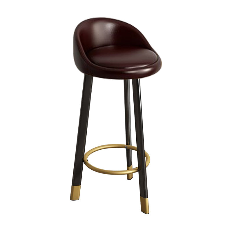 Low Back Footrest Upholstered Home Stool Glam 27-inch Matte Finish Barstool Brown Black 1 Piece Clearhalo 'Bar Furniture' 'Bar Stools' 'bar_stools' 'furn' 'furn_bar_stools' 'Furniture' 'furniture_bar_stools' 'Kitchen & Dining Furniture' 4850729