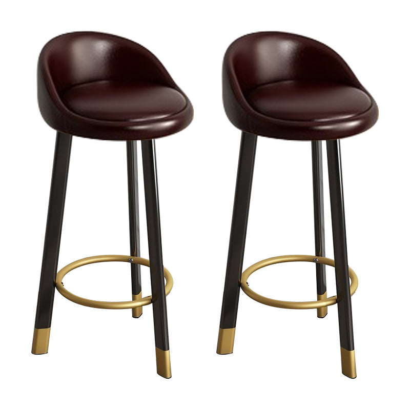 Low Back Footrest Upholstered Home Stool Glam 27-inch Matte Finish Barstool Brown Black 2 Piece Set Clearhalo 'Bar Furniture' 'Bar Stools' 'bar_stools' 'furn' 'furn_bar_stools' 'Furniture' 'furniture_bar_stools' 'Kitchen & Dining Furniture' 4850730