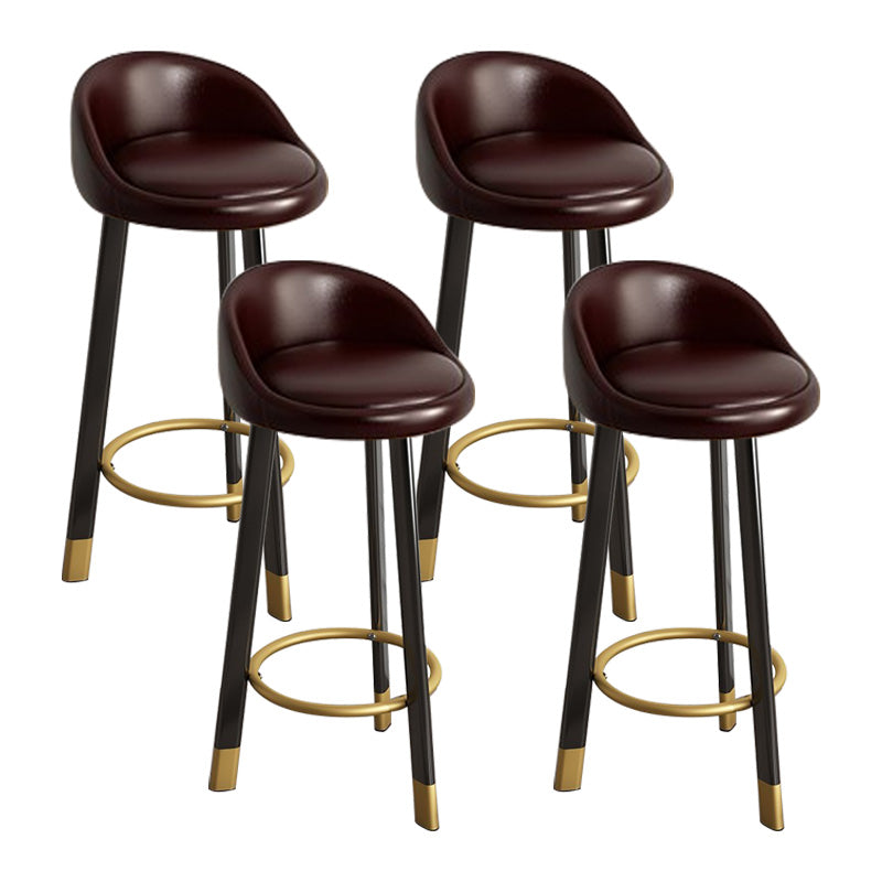 Low Back Footrest Upholstered Home Stool Glam 27-inch Matte Finish Barstool Brown Black 4 Piece Set Clearhalo 'Bar Furniture' 'Bar Stools' 'bar_stools' 'furn' 'furn_bar_stools' 'Furniture' 'furniture_bar_stools' 'Kitchen & Dining Furniture' 4850731