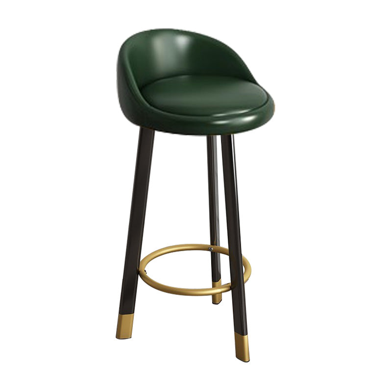 Low Back Footrest Upholstered Home Stool Glam 27-inch Matte Finish Barstool Blackish Green Black 1 Piece Clearhalo 'Bar Furniture' 'Bar Stools' 'bar_stools' 'furn' 'furn_bar_stools' 'Furniture' 'furniture_bar_stools' 'Kitchen & Dining Furniture' 4850732
