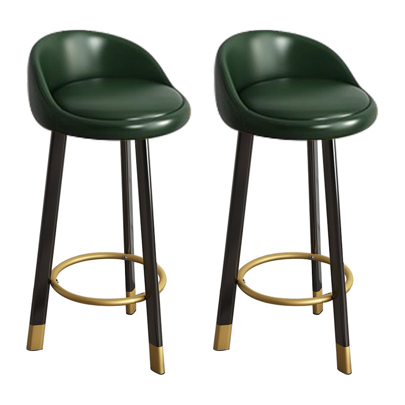 Low Back Footrest Upholstered Home Stool Glam 27-inch Matte Finish Barstool Blackish Green Black 2 Piece Set Clearhalo 'Bar Furniture' 'Bar Stools' 'bar_stools' 'furn' 'furn_bar_stools' 'Furniture' 'furniture_bar_stools' 'Kitchen & Dining Furniture' 4850733