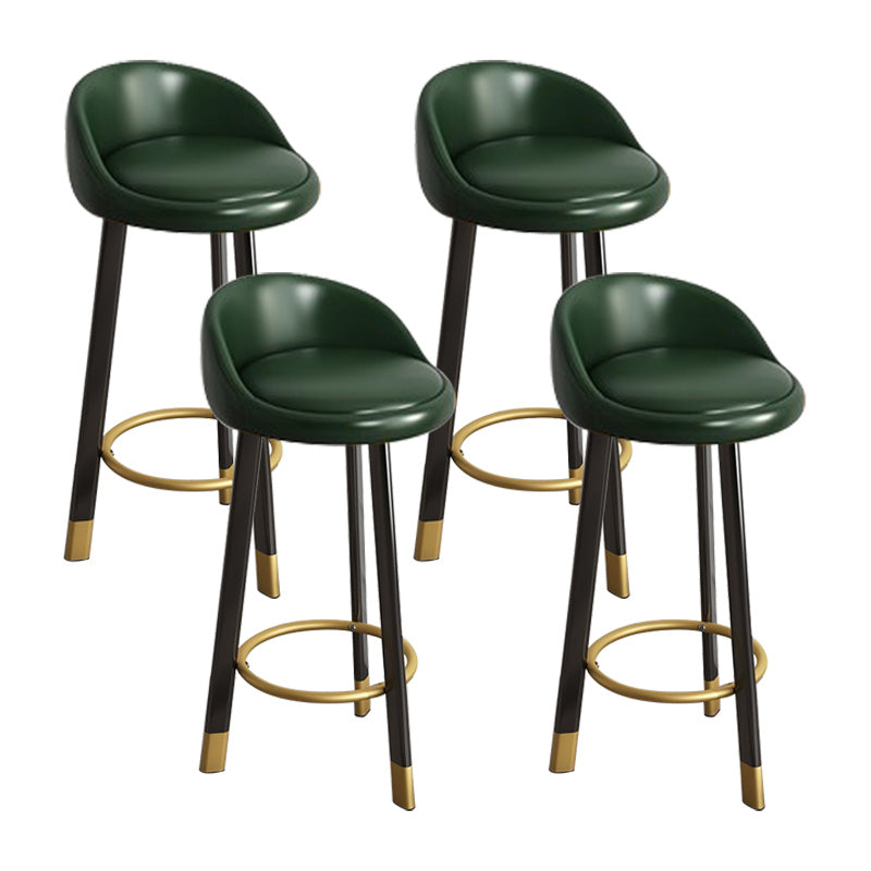 Low Back Footrest Upholstered Home Stool Glam 27-inch Matte Finish Barstool Blackish Green Black 4 Piece Set Clearhalo 'Bar Furniture' 'Bar Stools' 'bar_stools' 'furn' 'furn_bar_stools' 'Furniture' 'furniture_bar_stools' 'Kitchen & Dining Furniture' 4850734
