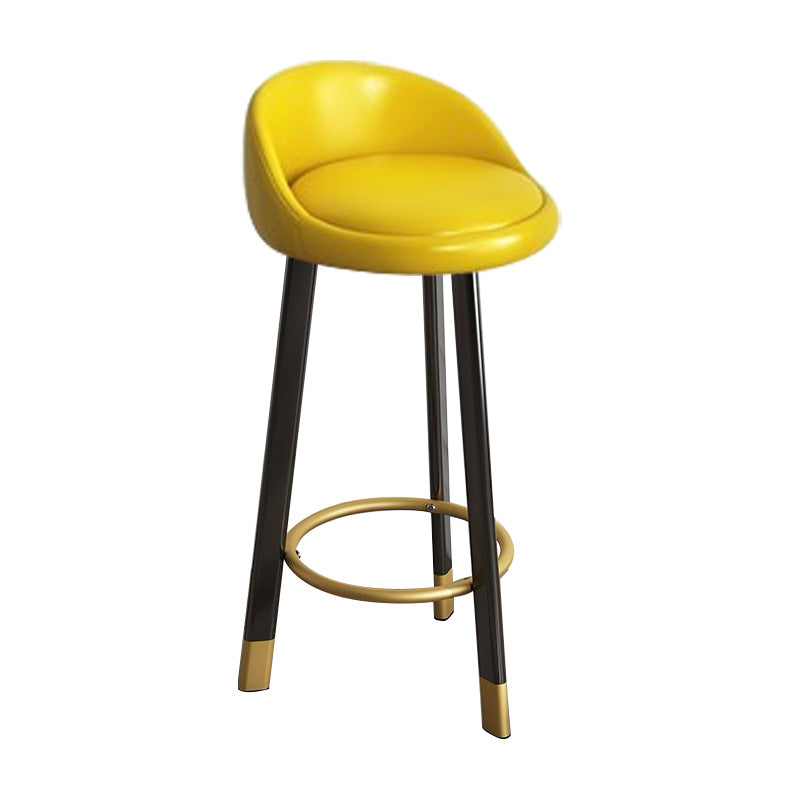 Low Back Footrest Upholstered Home Stool Glam 27-inch Matte Finish Barstool Yellow Black 1 Piece Clearhalo 'Bar Furniture' 'Bar Stools' 'bar_stools' 'furn' 'furn_bar_stools' 'Furniture' 'furniture_bar_stools' 'Kitchen & Dining Furniture' 4850735