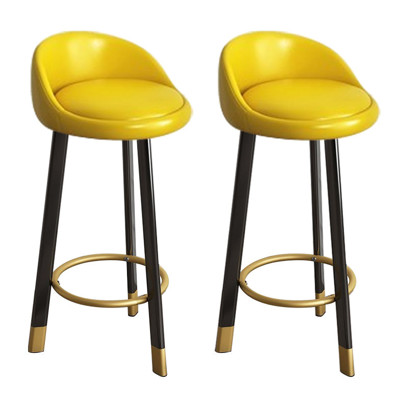 Low Back Footrest Upholstered Home Stool Glam 27-inch Matte Finish Barstool Yellow Black 2 Piece Set Clearhalo 'Bar Furniture' 'Bar Stools' 'bar_stools' 'furn' 'furn_bar_stools' 'Furniture' 'furniture_bar_stools' 'Kitchen & Dining Furniture' 4850736