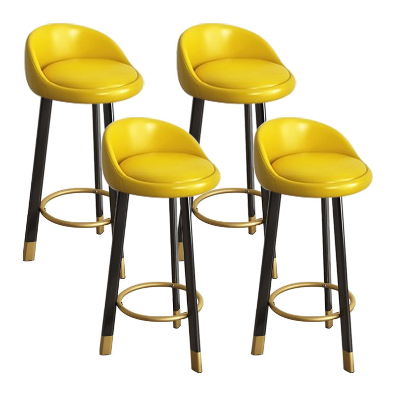 Low Back Footrest Upholstered Home Stool Glam 27-inch Matte Finish Barstool Yellow Black 4 Piece Set Clearhalo 'Bar Furniture' 'Bar Stools' 'bar_stools' 'furn' 'furn_bar_stools' 'Furniture' 'furniture_bar_stools' 'Kitchen & Dining Furniture' 4850737