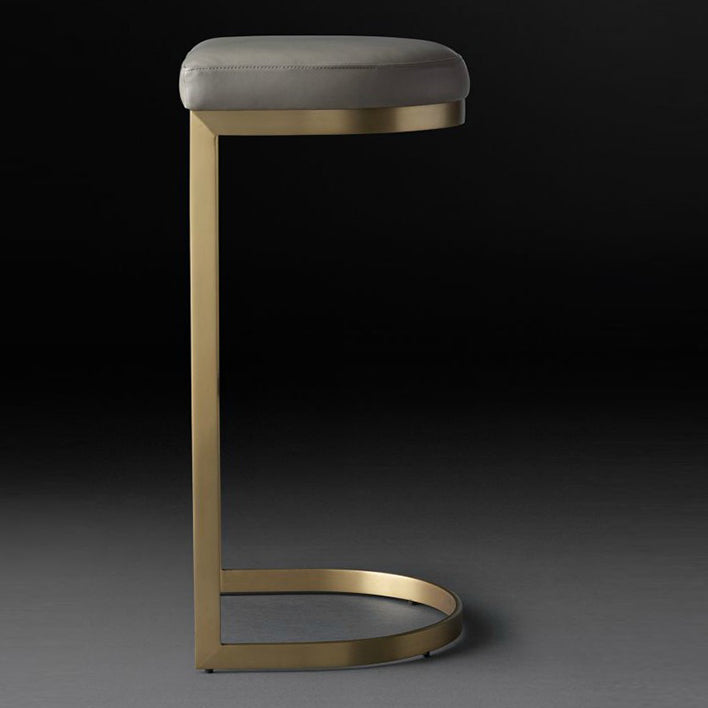 Glam Restaurant Footrest Bar Stool Gray Leather Backless Stool Clearhalo 'Bar Furniture' 'Bar Stools' 'bar_stools' 'furn' 'furn_bar_stools' 'Furniture' 'furniture_bar_stools' 'Kitchen & Dining Furniture' 4850739