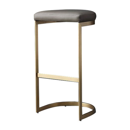 Glam Restaurant Footrest Bar Stool Gray Leather Backless Stool Gold 1 Piece Clearhalo 'Bar Furniture' 'Bar Stools' 'bar_stools' 'furn' 'furn_bar_stools' 'Furniture' 'furniture_bar_stools' 'Kitchen & Dining Furniture' 4850741