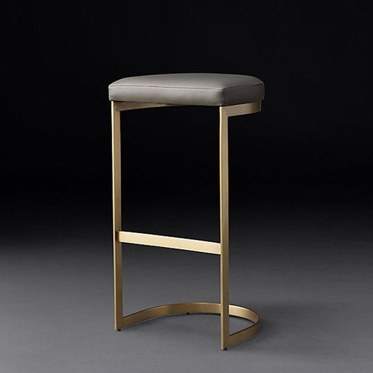 Glam Restaurant Footrest Bar Stool Gray Leather Backless Stool Clearhalo 'Bar Furniture' 'Bar Stools' 'bar_stools' 'furn' 'furn_bar_stools' 'Furniture' 'furniture_bar_stools' 'Kitchen & Dining Furniture' 4850743