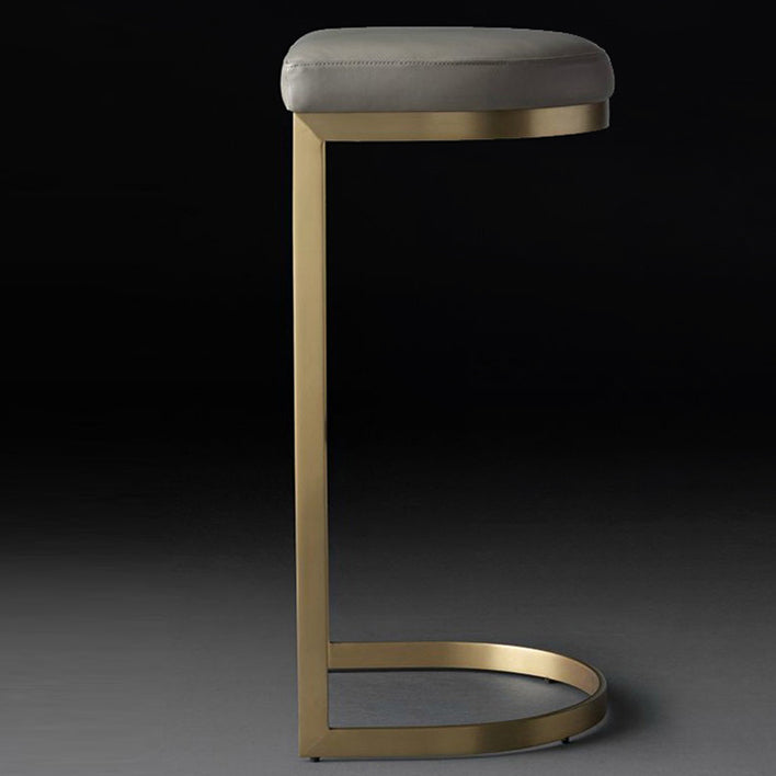 Glam Restaurant Footrest Bar Stool Gray Leather Backless Stool Clearhalo 'Bar Furniture' 'Bar Stools' 'bar_stools' 'furn' 'furn_bar_stools' 'Furniture' 'furniture_bar_stools' 'Kitchen & Dining Furniture' 4850744