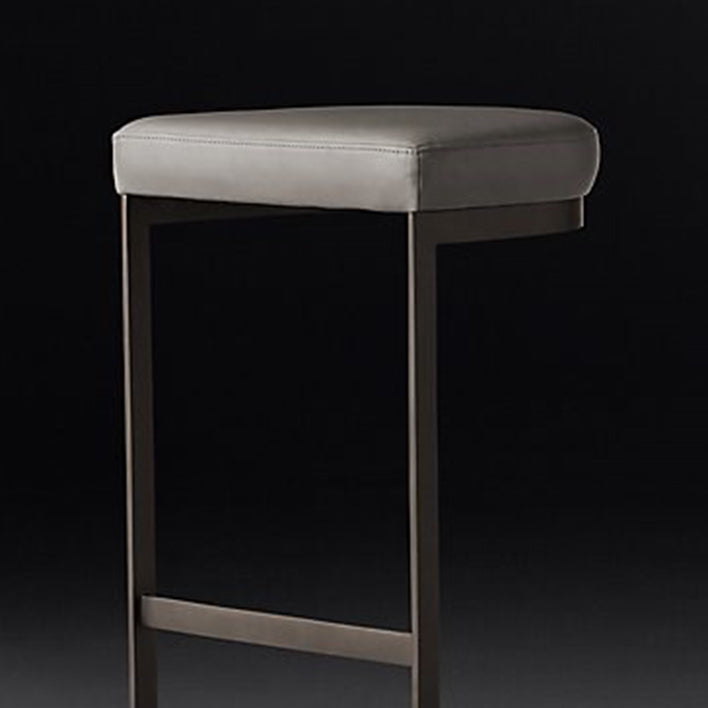 Glam Restaurant Footrest Bar Stool Gray Leather Backless Stool Clearhalo 'Bar Furniture' 'Bar Stools' 'bar_stools' 'furn' 'furn_bar_stools' 'Furniture' 'furniture_bar_stools' 'Kitchen & Dining Furniture' 4850747
