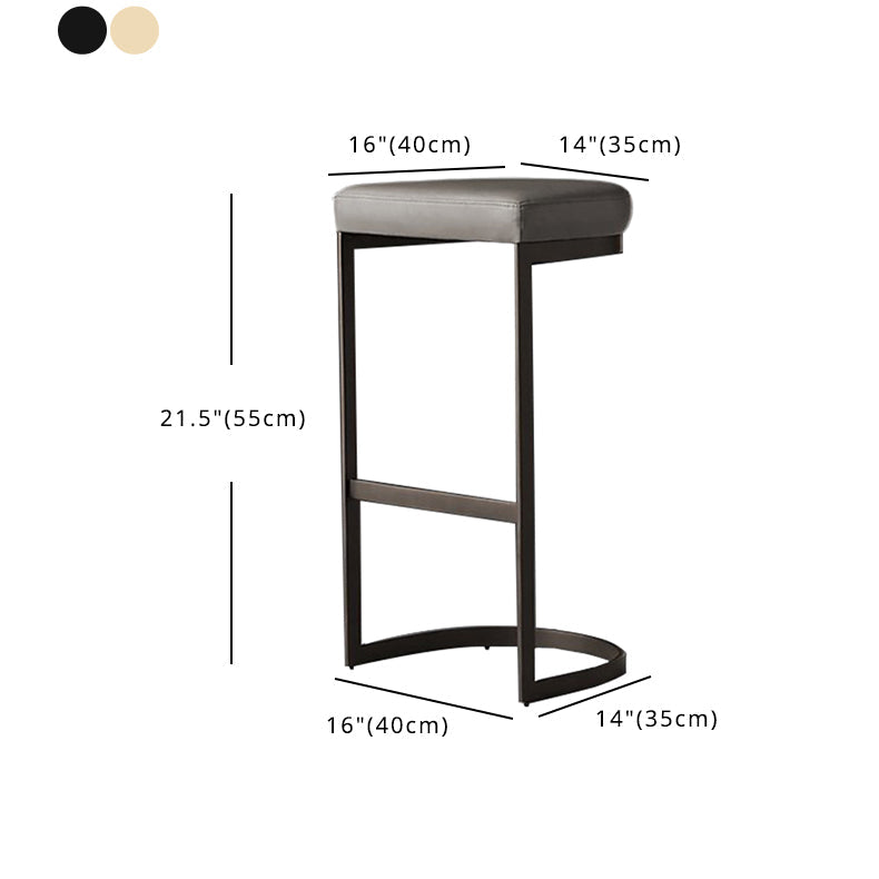 Glam Restaurant Footrest Bar Stool Gray Leather Backless Stool Clearhalo 'Bar Furniture' 'Bar Stools' 'bar_stools' 'furn' 'furn_bar_stools' 'Furniture' 'furniture_bar_stools' 'Kitchen & Dining Furniture' 4850748