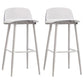 Modern Rectangle Bar and Counter Stool Low Back Stool with 4 Legs White 2 Piece Set Clearhalo 'Bar Furniture' 'Bar Stools' 'bar_stools' 'furn' 'furn_bar_stools' 'Furniture' 'furniture_bar_stools' 'Kitchen & Dining Furniture' 4850754