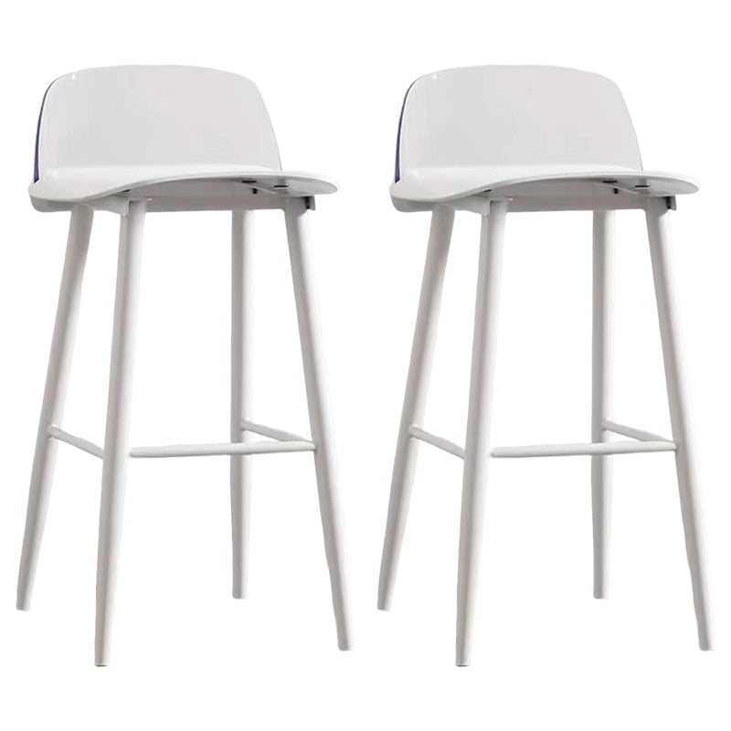 Modern Rectangle Bar and Counter Stool Low Back Stool with 4 Legs White 2 Piece Set Clearhalo 'Bar Furniture' 'Bar Stools' 'bar_stools' 'furn' 'furn_bar_stools' 'Furniture' 'furniture_bar_stools' 'Kitchen & Dining Furniture' 4850754