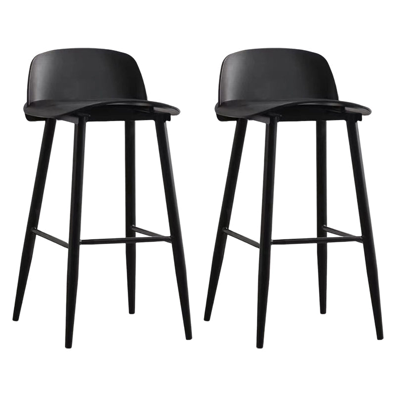 Modern Rectangle Bar and Counter Stool Low Back Stool with 4 Legs Matte Black 2 Piece Set Clearhalo 'Bar Furniture' 'Bar Stools' 'bar_stools' 'furn' 'furn_bar_stools' 'Furniture' 'furniture_bar_stools' 'Kitchen & Dining Furniture' 4850759