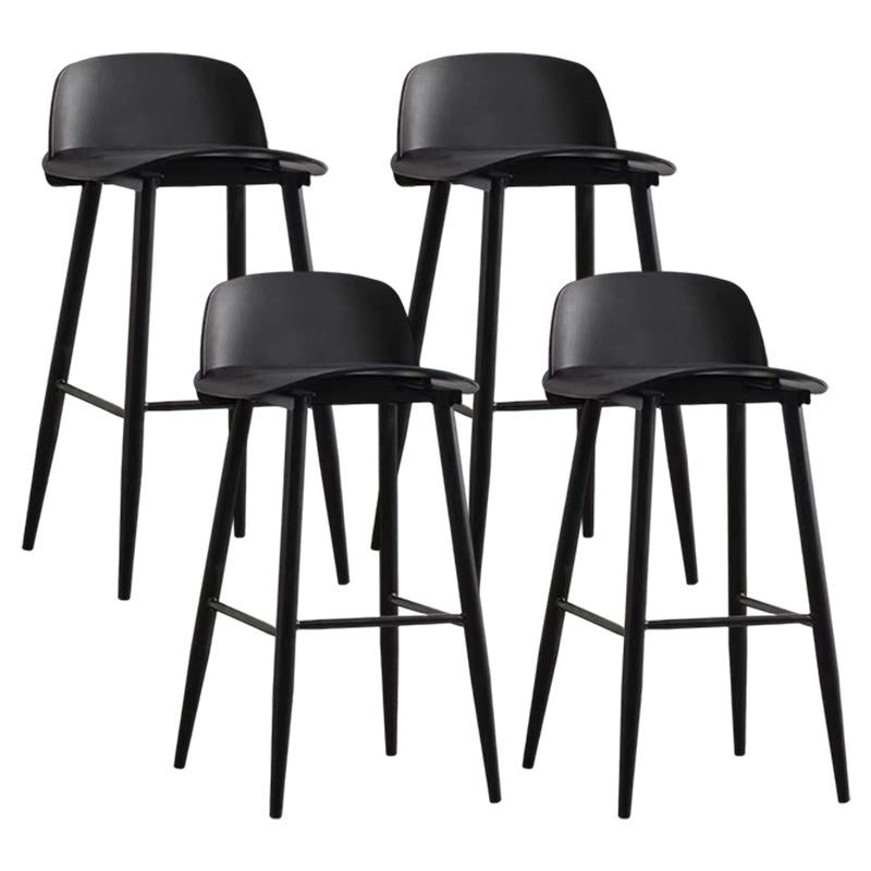 Modern Rectangle Bar and Counter Stool Low Back Stool with 4 Legs Matte Black 4 Piece Set Clearhalo 'Bar Furniture' 'Bar Stools' 'bar_stools' 'furn' 'furn_bar_stools' 'Furniture' 'furniture_bar_stools' 'Kitchen & Dining Furniture' 4850762