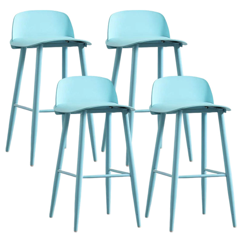 Modern Rectangle Bar and Counter Stool Low Back Stool with 4 Legs Light Blue 4 Piece Set Clearhalo 'Bar Furniture' 'Bar Stools' 'bar_stools' 'furn' 'furn_bar_stools' 'Furniture' 'furniture_bar_stools' 'Kitchen & Dining Furniture' 4850770