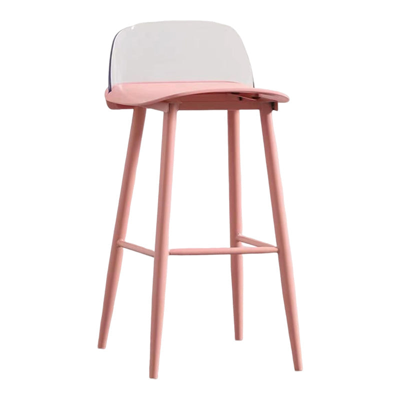 Modern Rectangle Bar and Counter Stool Low Back Stool with 4 Legs Pink 1 Piece Clearhalo 'Bar Furniture' 'Bar Stools' 'bar_stools' 'furn' 'furn_bar_stools' 'Furniture' 'furniture_bar_stools' 'Kitchen & Dining Furniture' 4850771