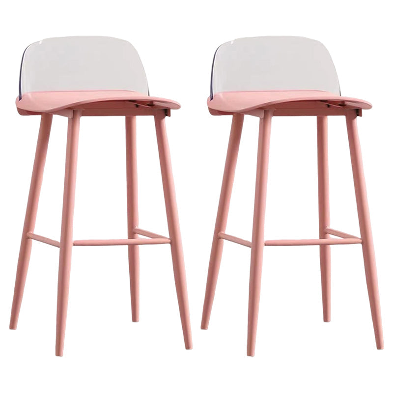 Modern Rectangle Bar and Counter Stool Low Back Stool with 4 Legs Pink 2 Piece Set Clearhalo 'Bar Furniture' 'Bar Stools' 'bar_stools' 'furn' 'furn_bar_stools' 'Furniture' 'furniture_bar_stools' 'Kitchen & Dining Furniture' 4850772