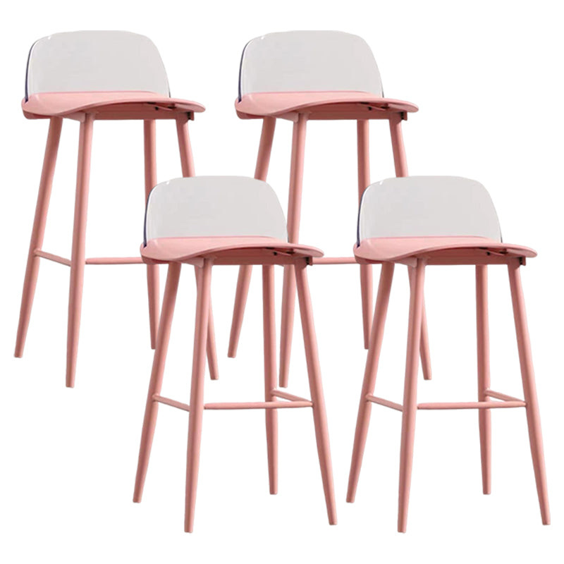 Modern Rectangle Bar and Counter Stool Low Back Stool with 4 Legs Pink 4 Piece Set Clearhalo 'Bar Furniture' 'Bar Stools' 'bar_stools' 'furn' 'furn_bar_stools' 'Furniture' 'furniture_bar_stools' 'Kitchen & Dining Furniture' 4850773