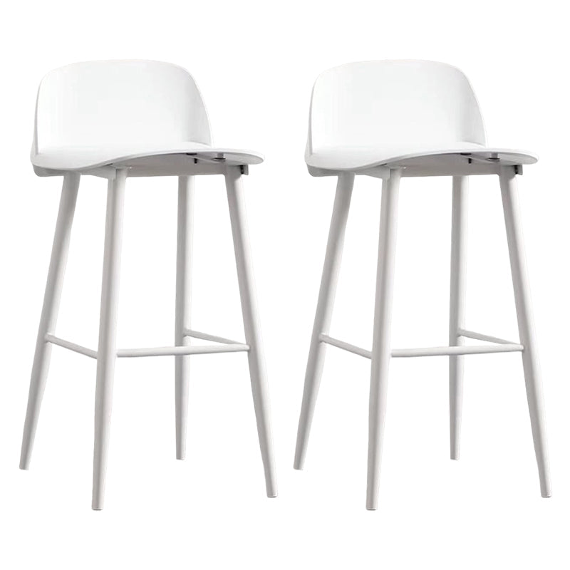 Modern Rectangle Bar and Counter Stool Low Back Stool with 4 Legs Textured White 2 Piece Set Clearhalo 'Bar Furniture' 'Bar Stools' 'bar_stools' 'furn' 'furn_bar_stools' 'Furniture' 'furniture_bar_stools' 'Kitchen & Dining Furniture' 4850778