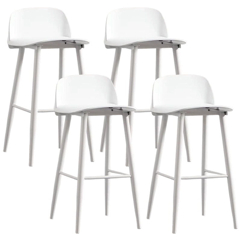 Modern Rectangle Bar and Counter Stool Low Back Stool with 4 Legs Textured White 4 Piece Set Clearhalo 'Bar Furniture' 'Bar Stools' 'bar_stools' 'furn' 'furn_bar_stools' 'Furniture' 'furniture_bar_stools' 'Kitchen & Dining Furniture' 4850779