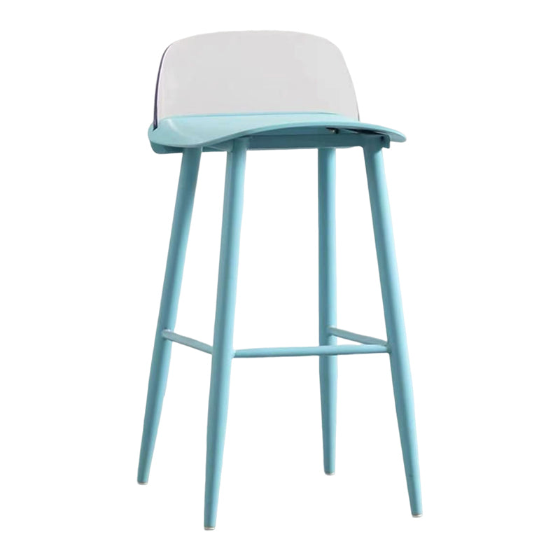 Modern Rectangle Bar and Counter Stool Low Back Stool with 4 Legs Blue 1 Piece Clearhalo 'Bar Furniture' 'Bar Stools' 'bar_stools' 'furn' 'furn_bar_stools' 'Furniture' 'furniture_bar_stools' 'Kitchen & Dining Furniture' 4850780