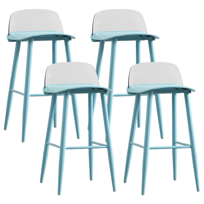 Modern Rectangle Bar and Counter Stool Low Back Stool with 4 Legs Blue 4 Piece Set Clearhalo 'Bar Furniture' 'Bar Stools' 'bar_stools' 'furn' 'furn_bar_stools' 'Furniture' 'furniture_bar_stools' 'Kitchen & Dining Furniture' 4850782