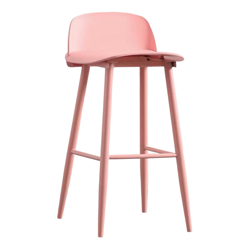 Modern Rectangle Bar and Counter Stool Low Back Stool with 4 Legs Light Pink 1 Piece Clearhalo 'Bar Furniture' 'Bar Stools' 'bar_stools' 'furn' 'furn_bar_stools' 'Furniture' 'furniture_bar_stools' 'Kitchen & Dining Furniture' 4850786