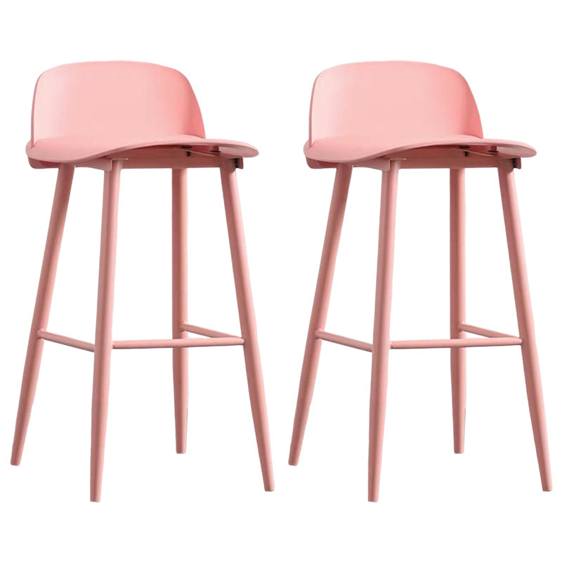 Modern Rectangle Bar and Counter Stool Low Back Stool with 4 Legs Light Pink 2 Piece Set Clearhalo 'Bar Furniture' 'Bar Stools' 'bar_stools' 'furn' 'furn_bar_stools' 'Furniture' 'furniture_bar_stools' 'Kitchen & Dining Furniture' 4850787