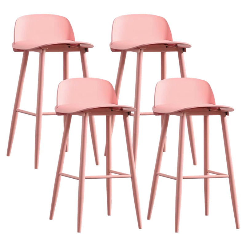 Modern Rectangle Bar and Counter Stool Low Back Stool with 4 Legs Light Pink 4 Piece Set Clearhalo 'Bar Furniture' 'Bar Stools' 'bar_stools' 'furn' 'furn_bar_stools' 'Furniture' 'furniture_bar_stools' 'Kitchen & Dining Furniture' 4850788